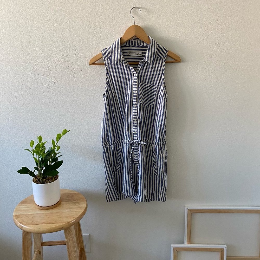 Abercrombie White & Blue Striped Romper